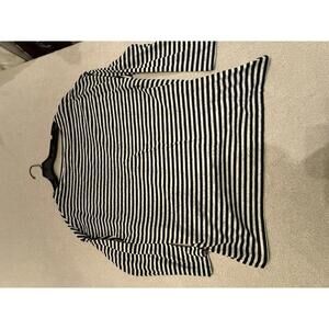 AllSaints Small Black and White Striped Long Sleeve Shirt